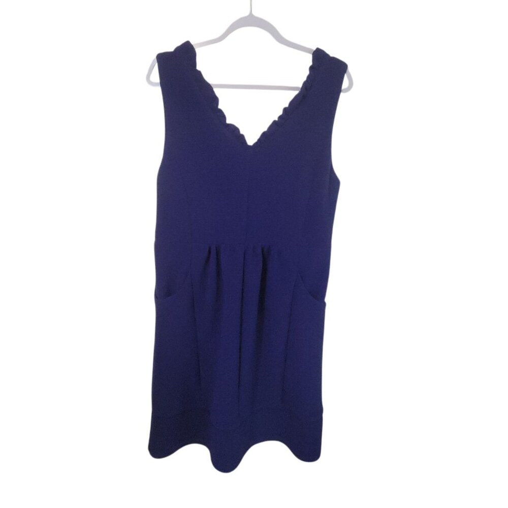 Maeve Ruffled Ottomon Mini Dress XL Ribbed Knit V-Neck Sleeveless Anthropology